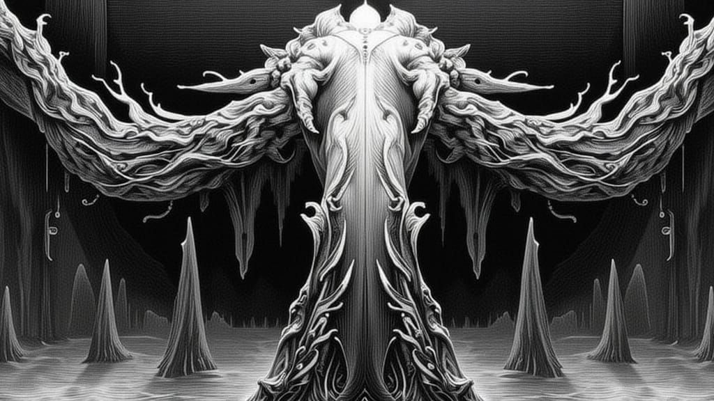 High-Contrast Black and White Fantasy Concept Art