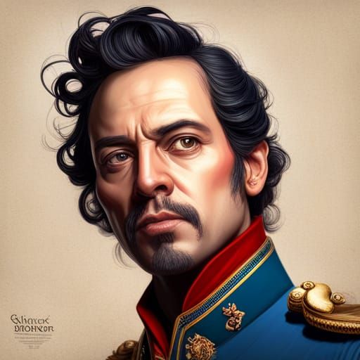 Simón Bolívar Portrait in Art Nouveau Style