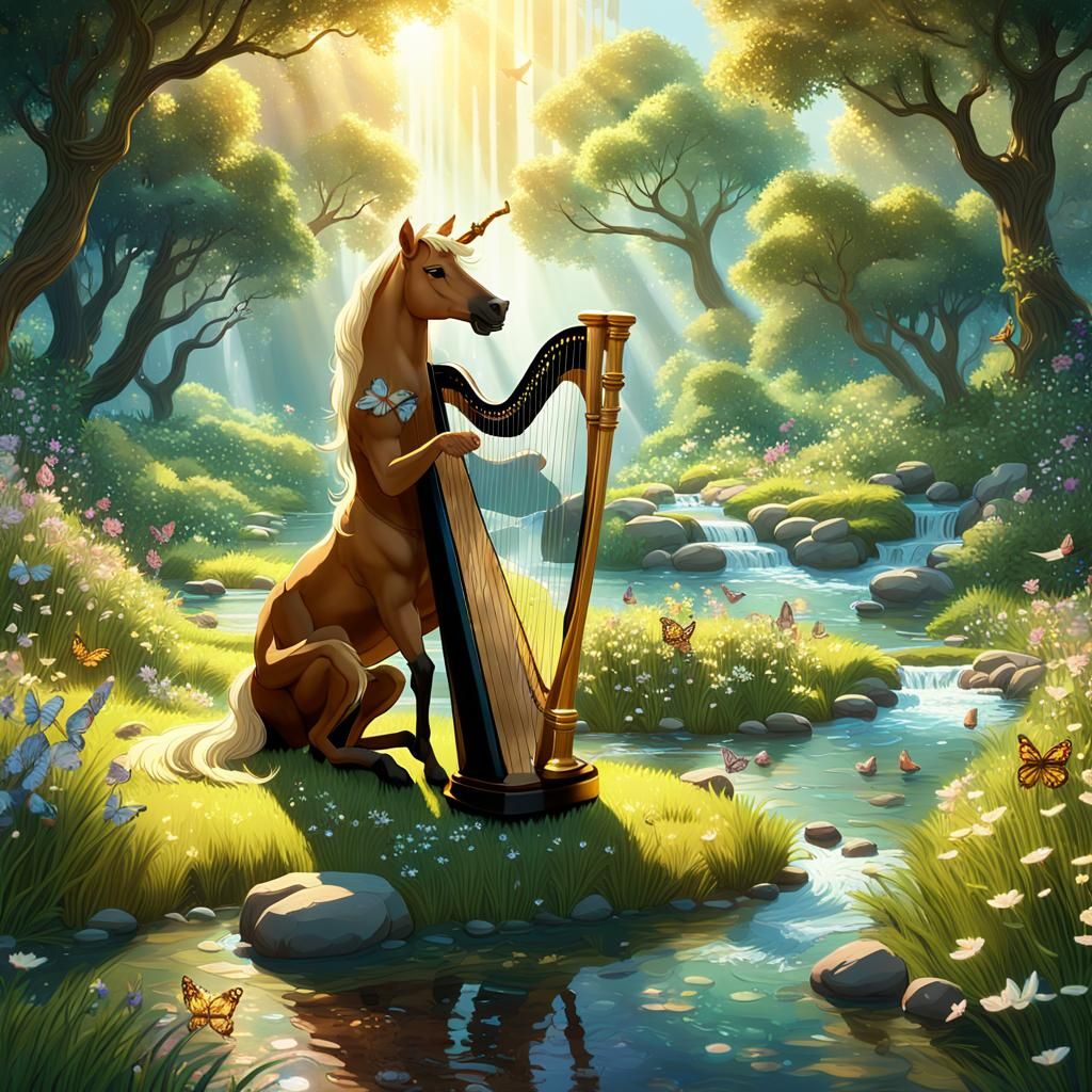 Serene Centaur in Meadow, 3D Digital Art