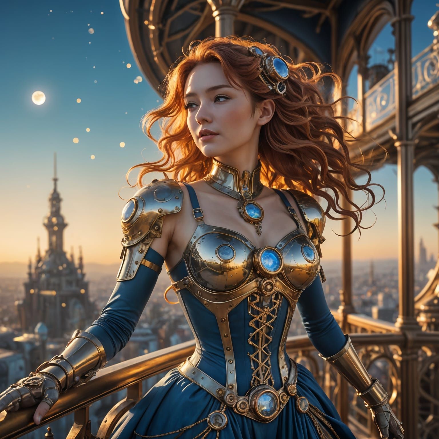 Ethereal Steampunk Fantasy in Golden Hour