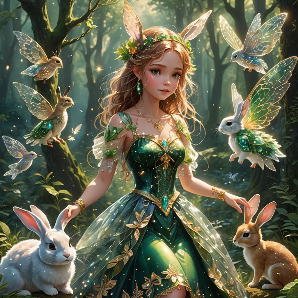 Forest Goddess Magic: Sparkling Anime Art