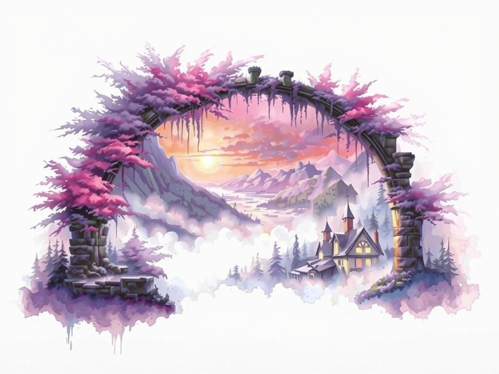 Ethereal Fantasy in Soft Pink and Purple Hues