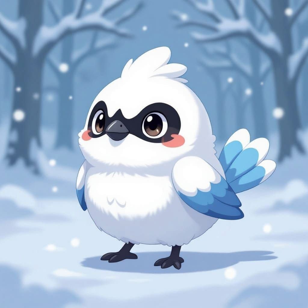 Cute Shima Enaga Bird in Classic Pokémon Art Style