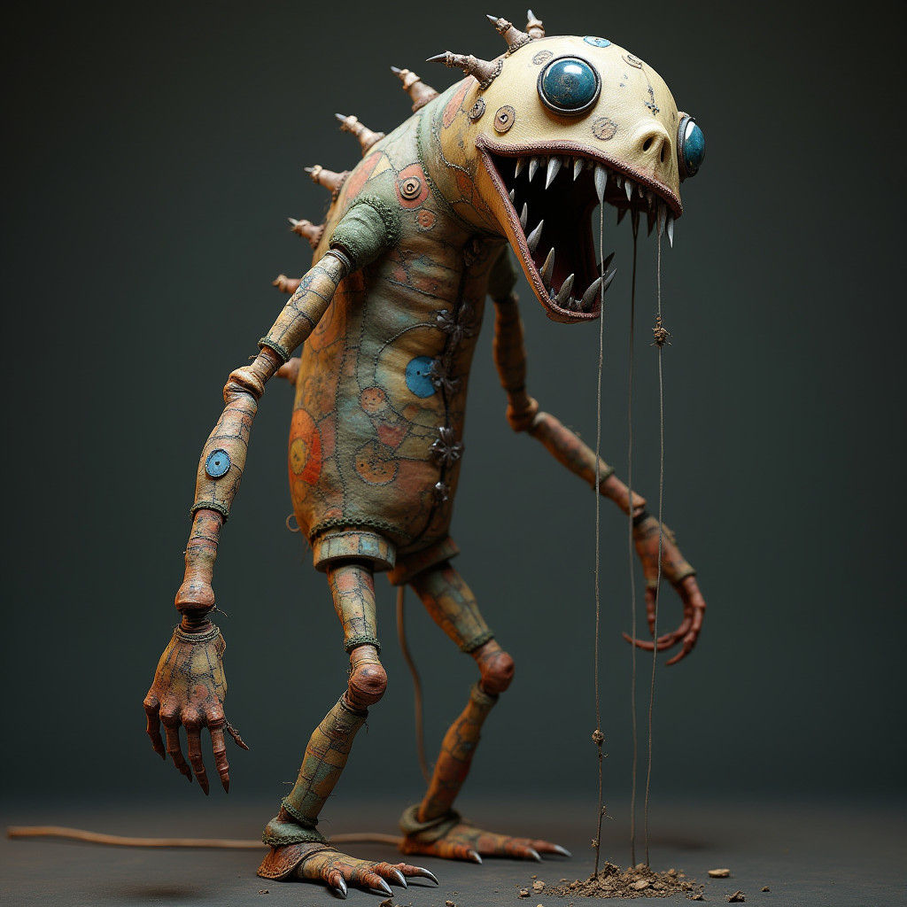 Grotesque Patchwork Abomination in Cyberpunk Style