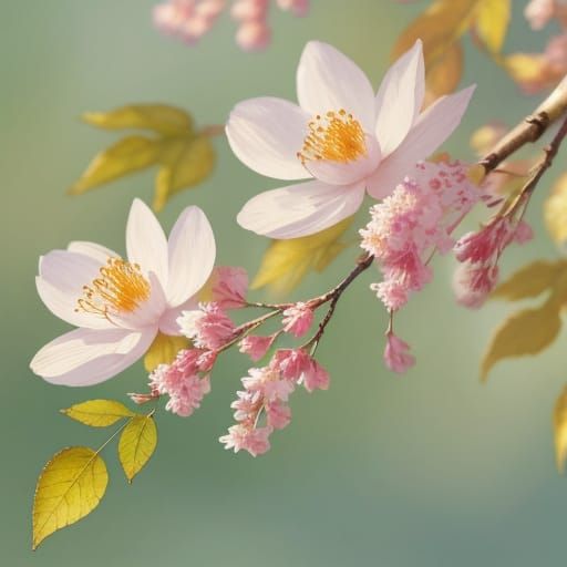 Impressionistic Branch in Golden Light