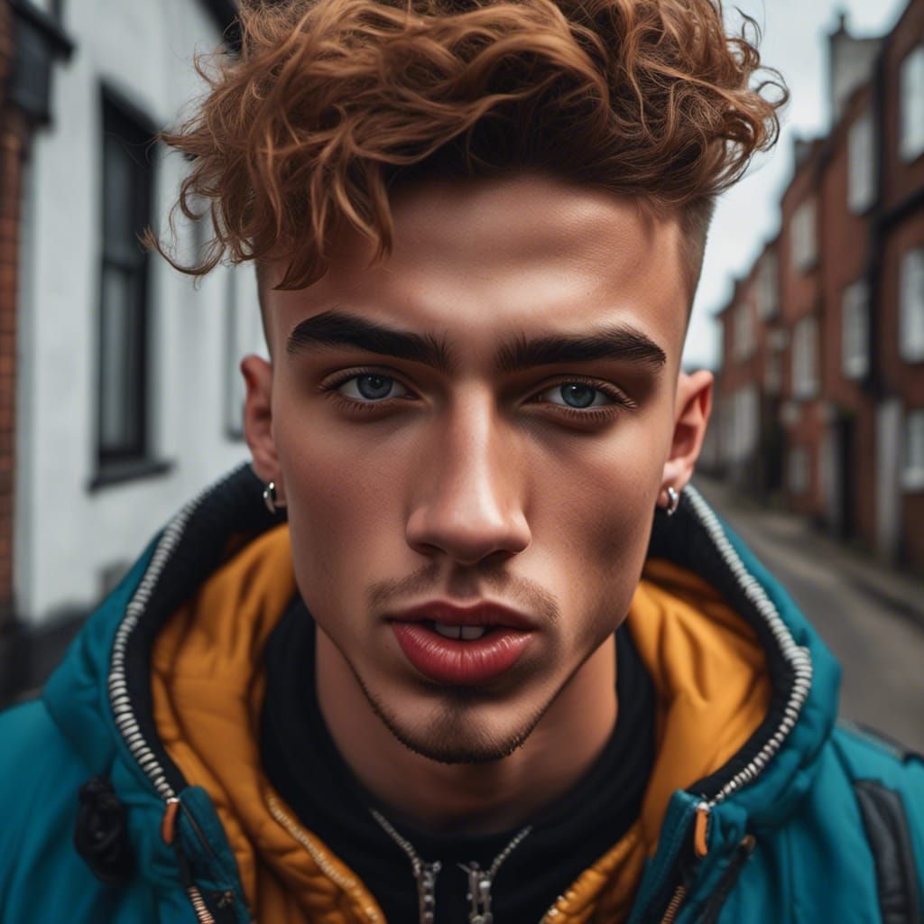 Young British Man Portrait with Tongue Out