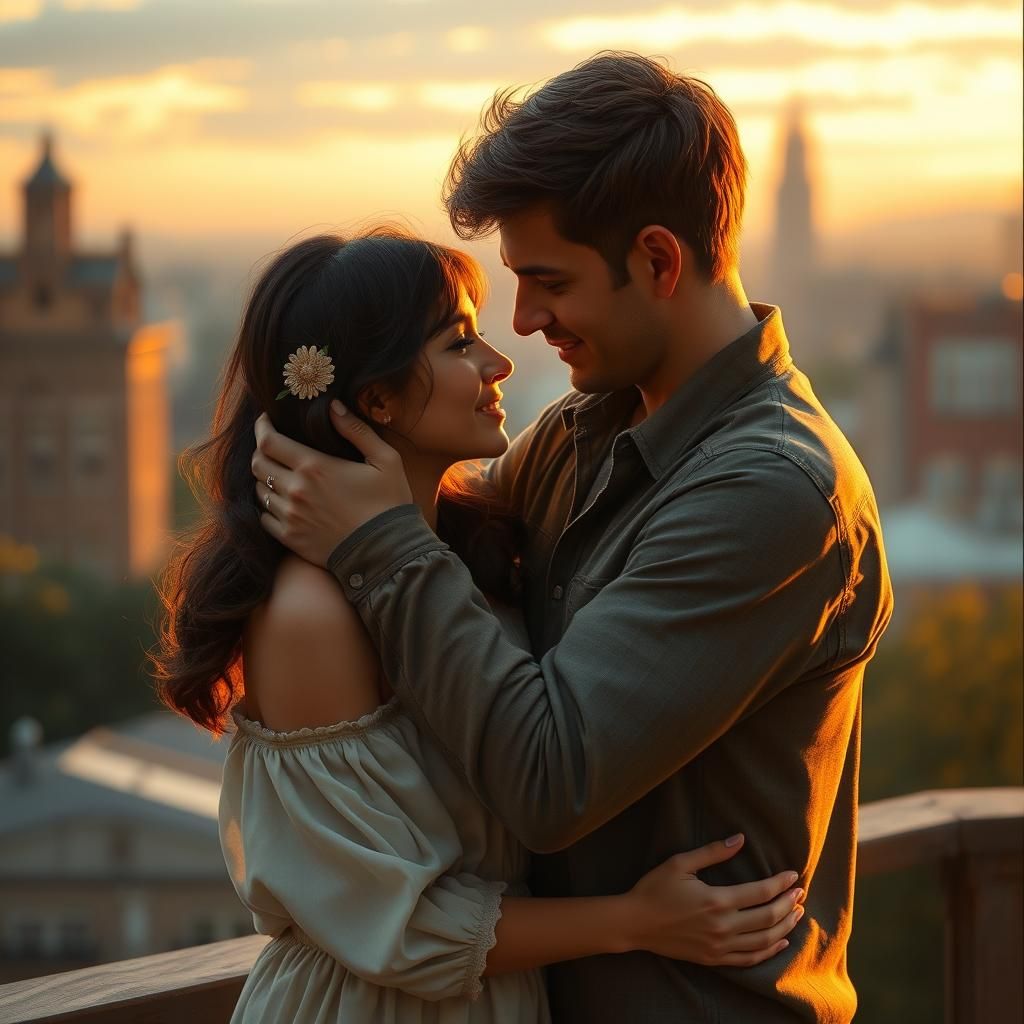 Heartwarming Reunion of a Couple in Golden Light