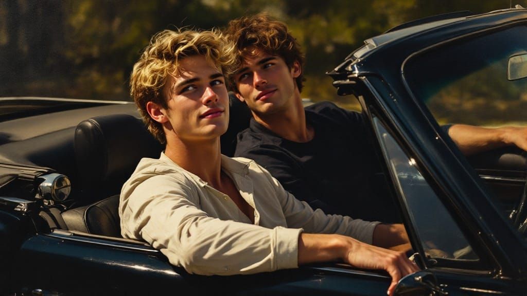 Confident Friends Cruise the Open Road in a Golden Light