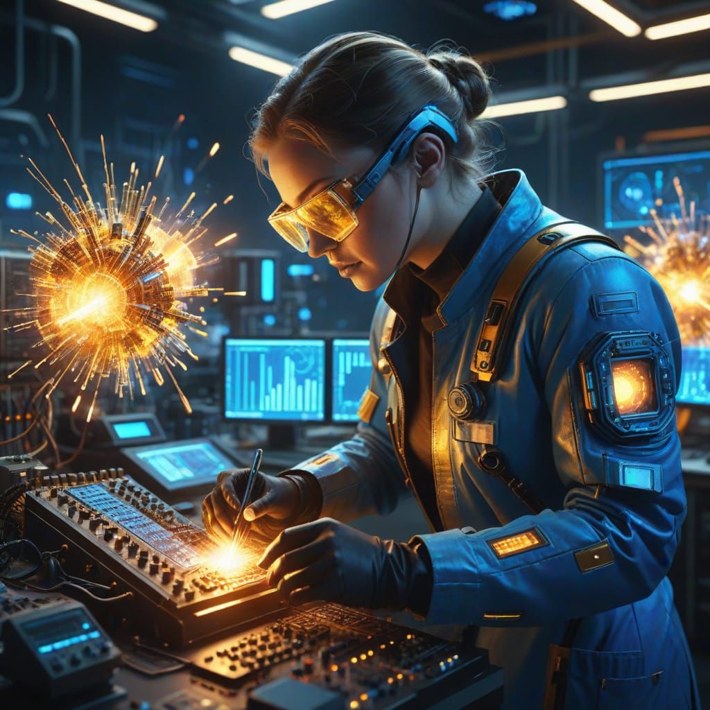 Futuristic Lab Concept Art in Vibrant Digital Style