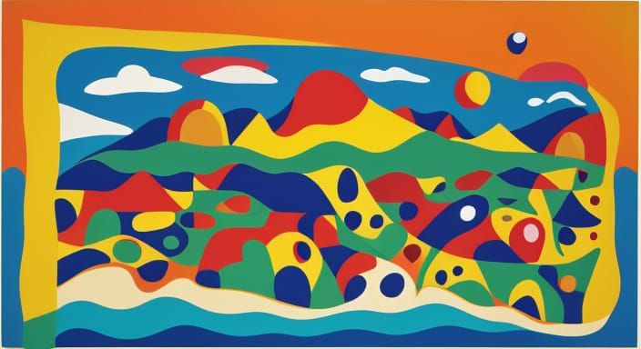 Polka dots landscape, distance hills. fairy tale polka dots,...