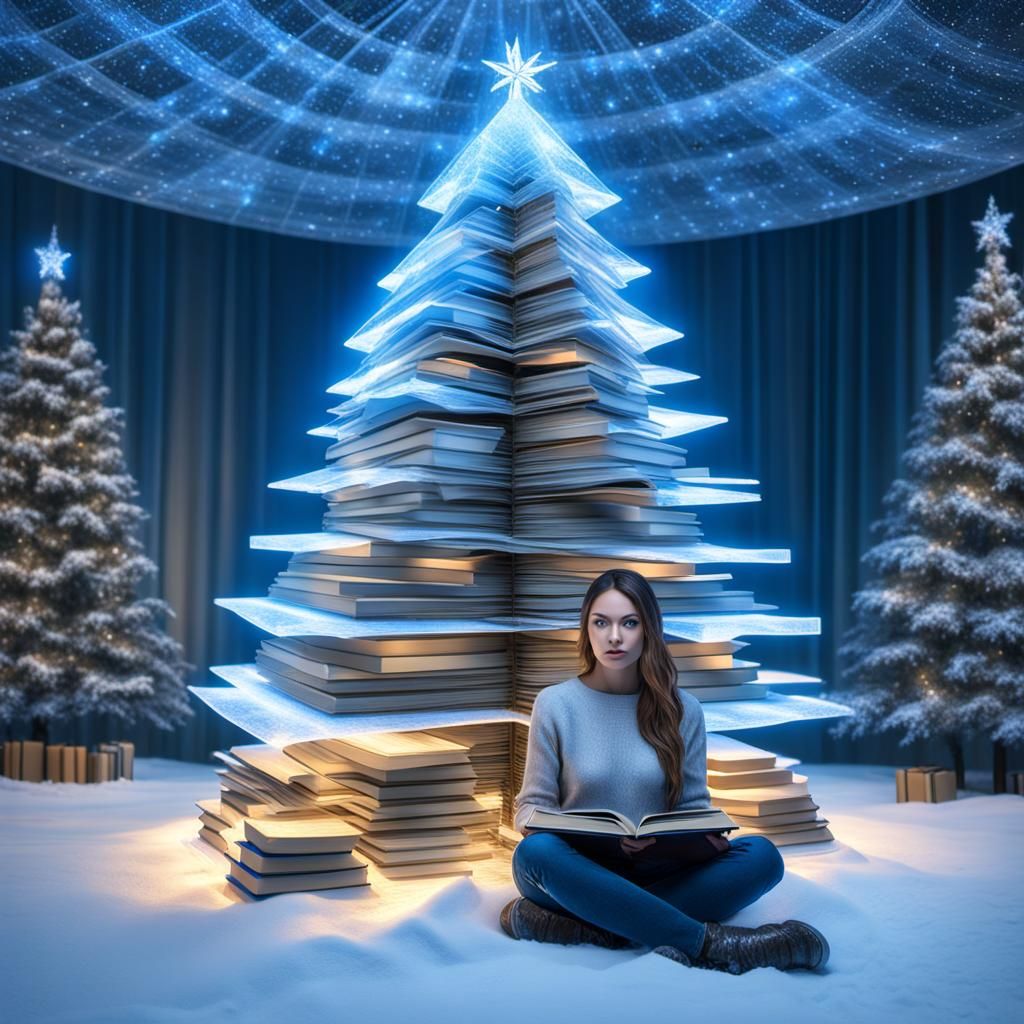 3d_LED Hologram projection of a huge Christmas tree made ent...