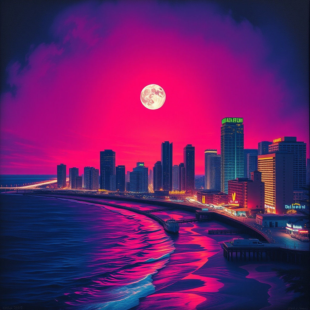 Atlantic City at Night: A Neon-Lit Skyline