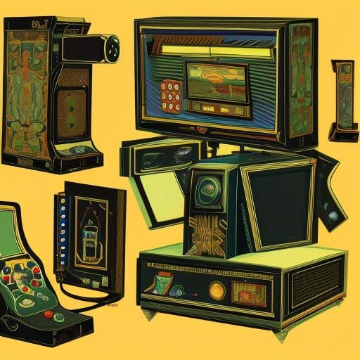 1920s Video Game Console in Splash Art Style