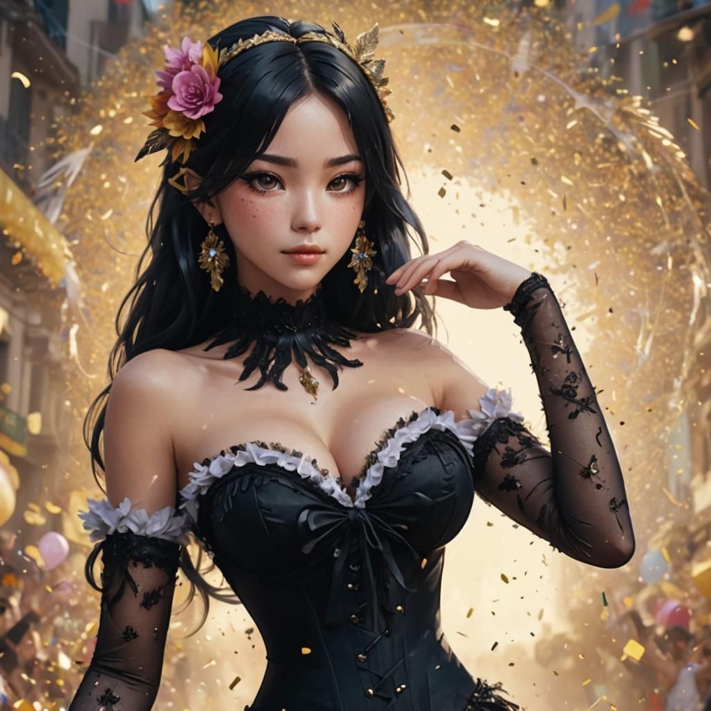 Anime Neko Girl Dancing at Rio Carnival