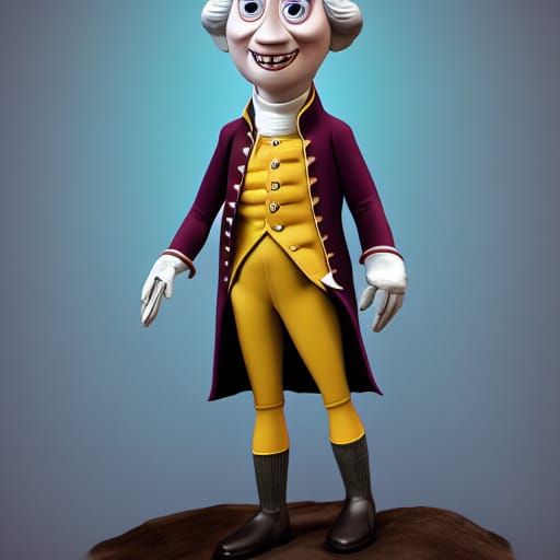 Creepy George Washington: Pixar-Style 3D Art