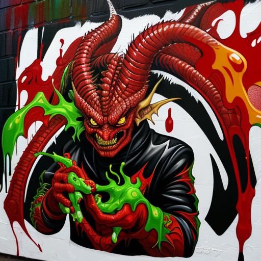 Surreal Bleeding Dragon in HR Giger Style