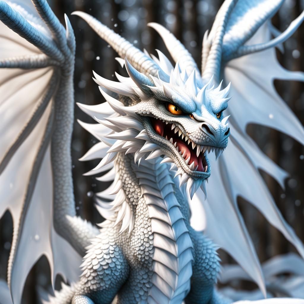 Winged Dragon Portrait in Dark Surrealist Style