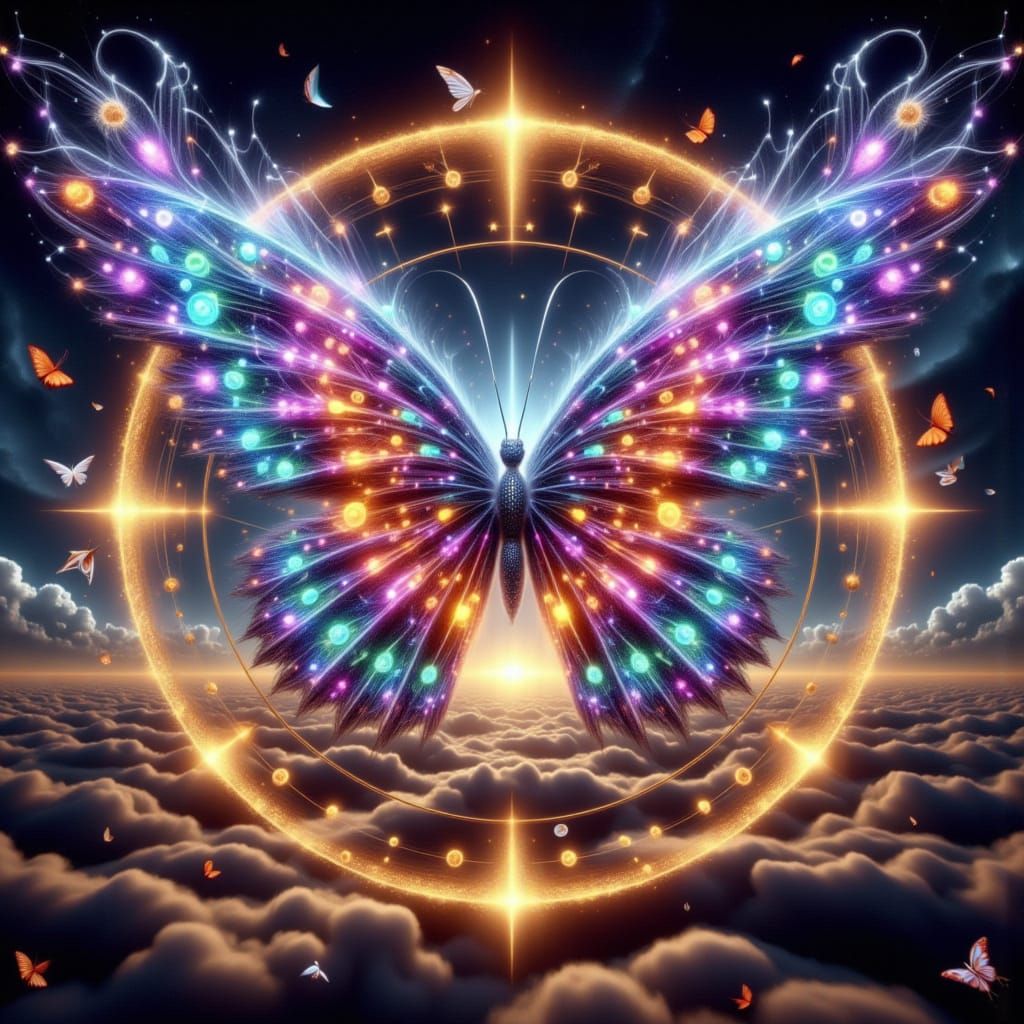 A Butterfly in Swirling Vortex of Color, Inspired by Zodiac ...