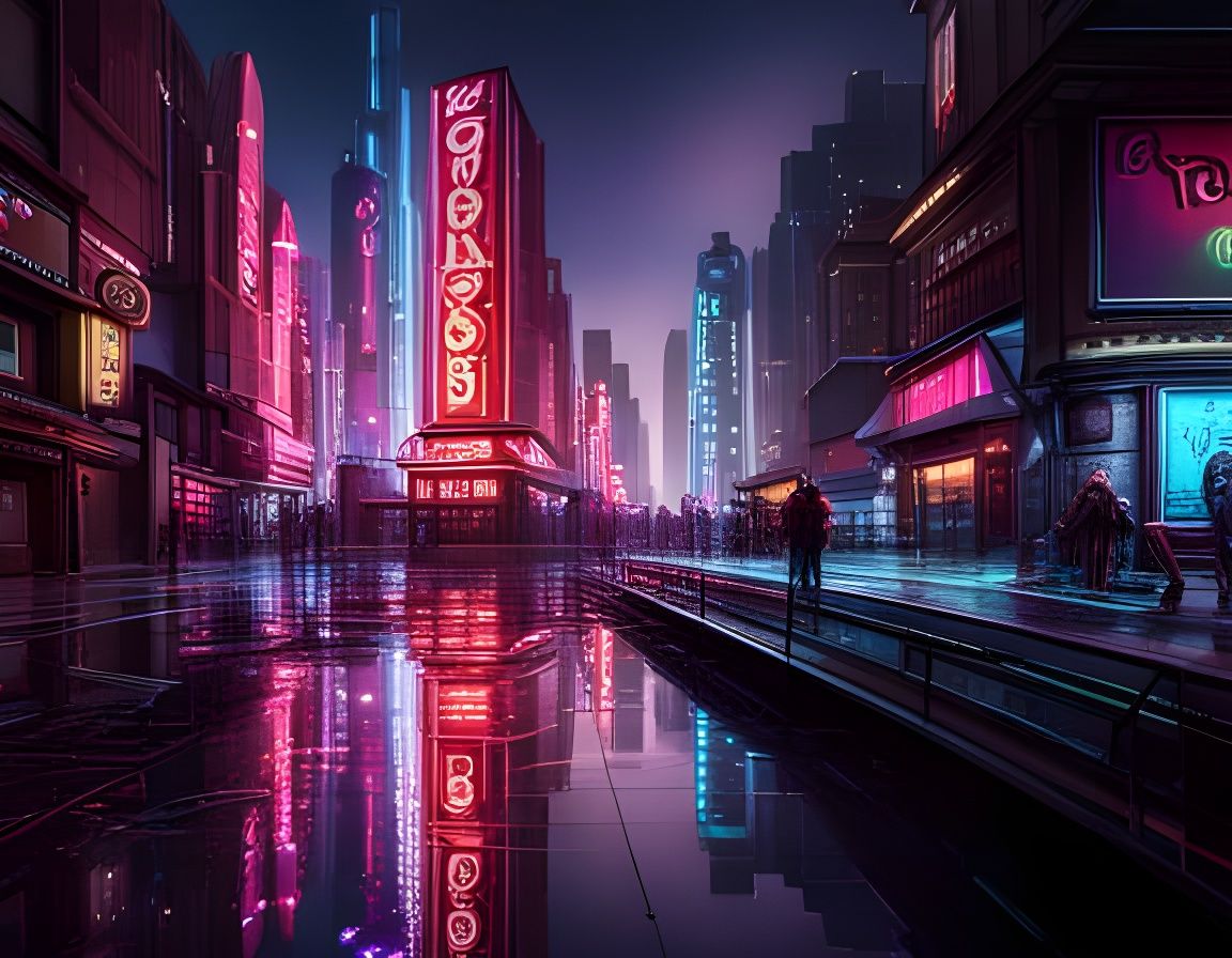 Cyberpunk Candy City at Night: Hyperrealistic Art
