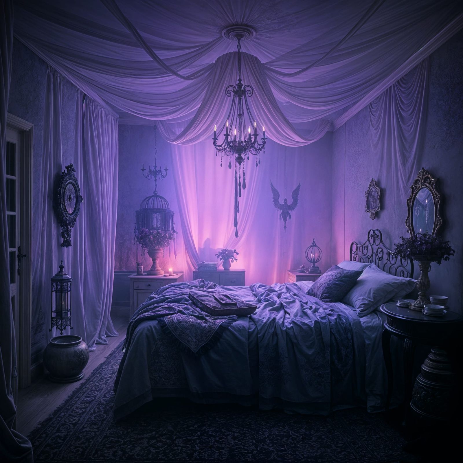 Dreamlike Bohemian Bedroom in Lavender Hues