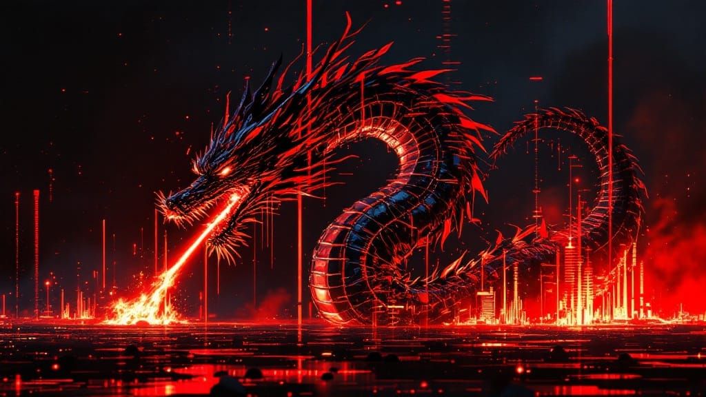 Glitch Dragon Unleashes Fury in Neon Night