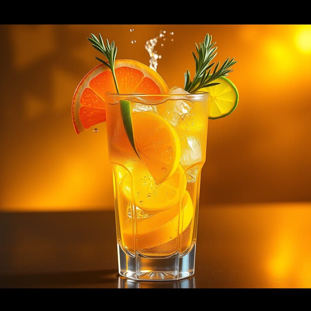 Sunlit Citrus Cocktail in a Whisper of Golden Light