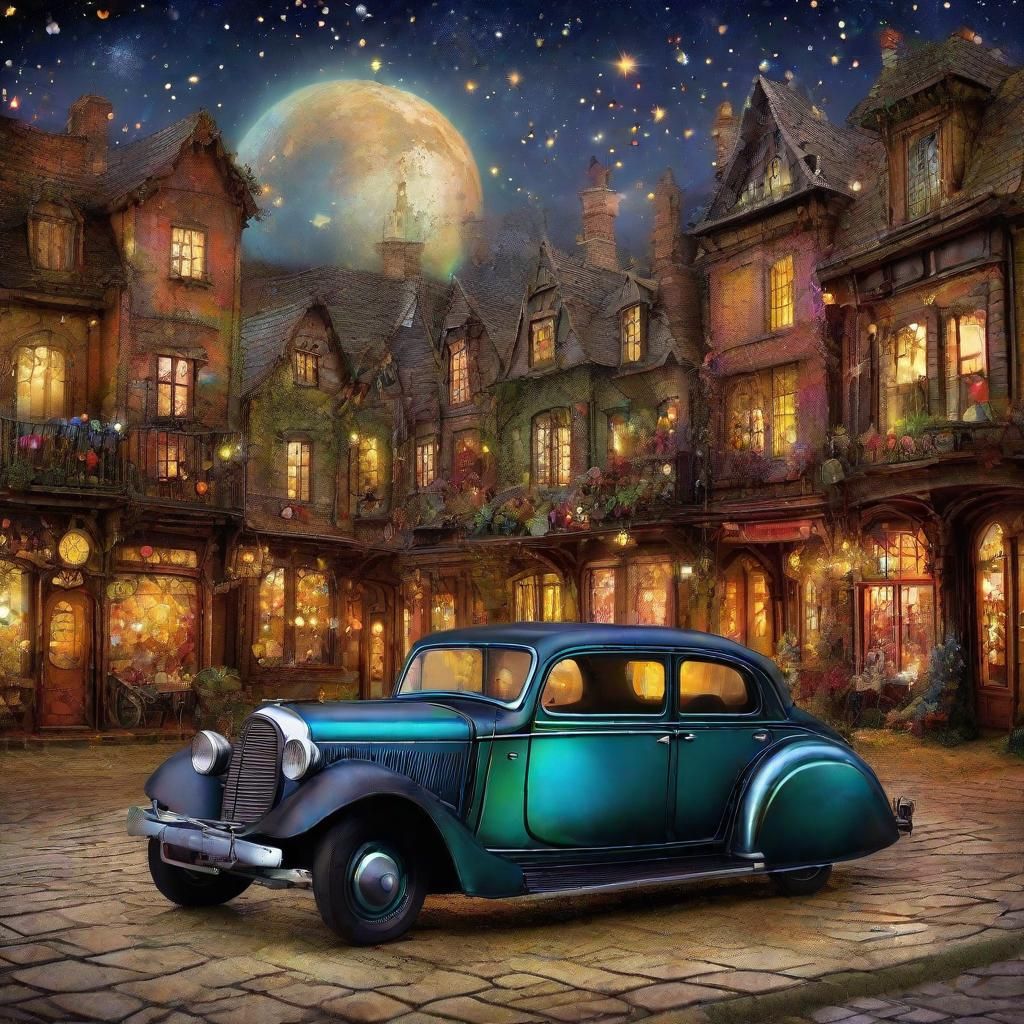 Steampunk Fairy Village with Vintage Car