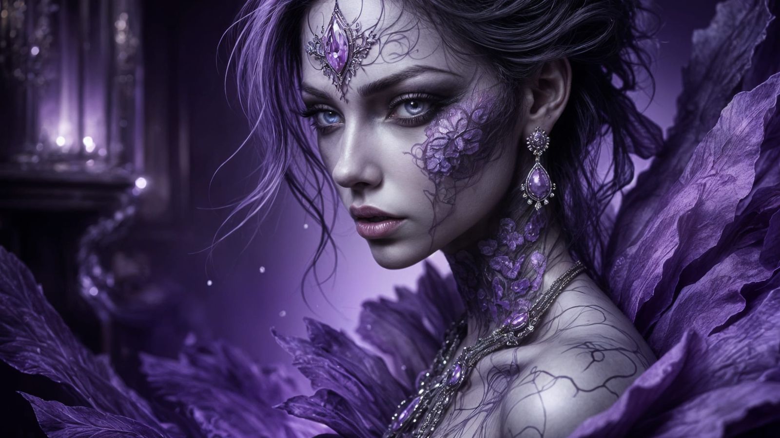 Violet Woman in Baroque Opulence