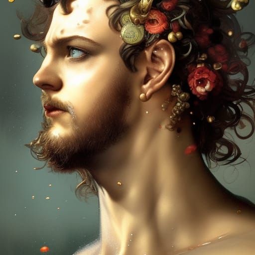 Dionysos: God of Wine in Hyperdetailed Portrait
