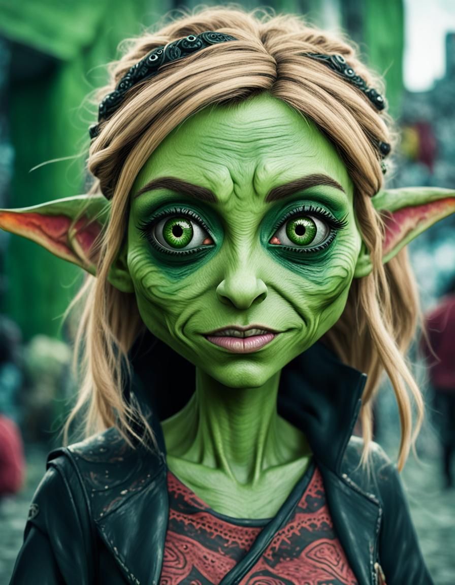 Moody Goblin Girl in Dark Fantasy Style