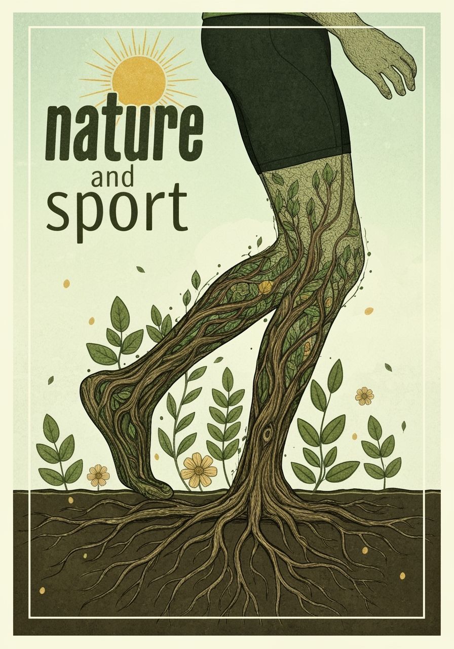 Eco-Art Poster: Runner's Roots Connect Nature and Sport