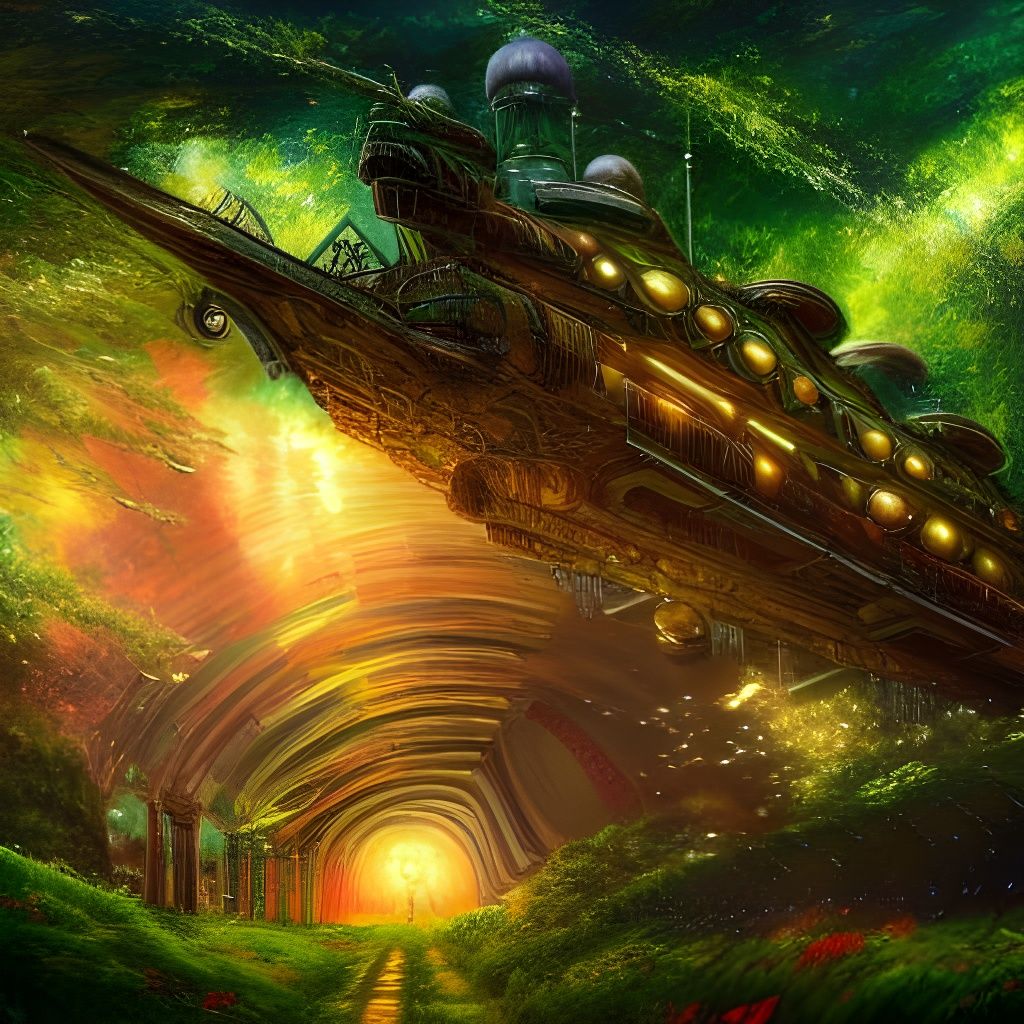 Steampunk War Machine Sails Through Emerald Forest