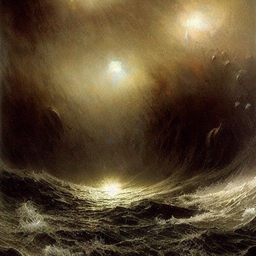 Ocean of Tears in Dark Engraving Style