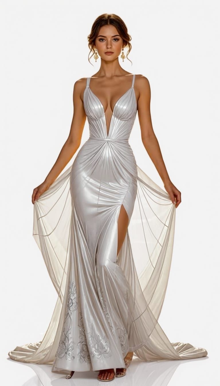 Woman in Champagne Glass Dress