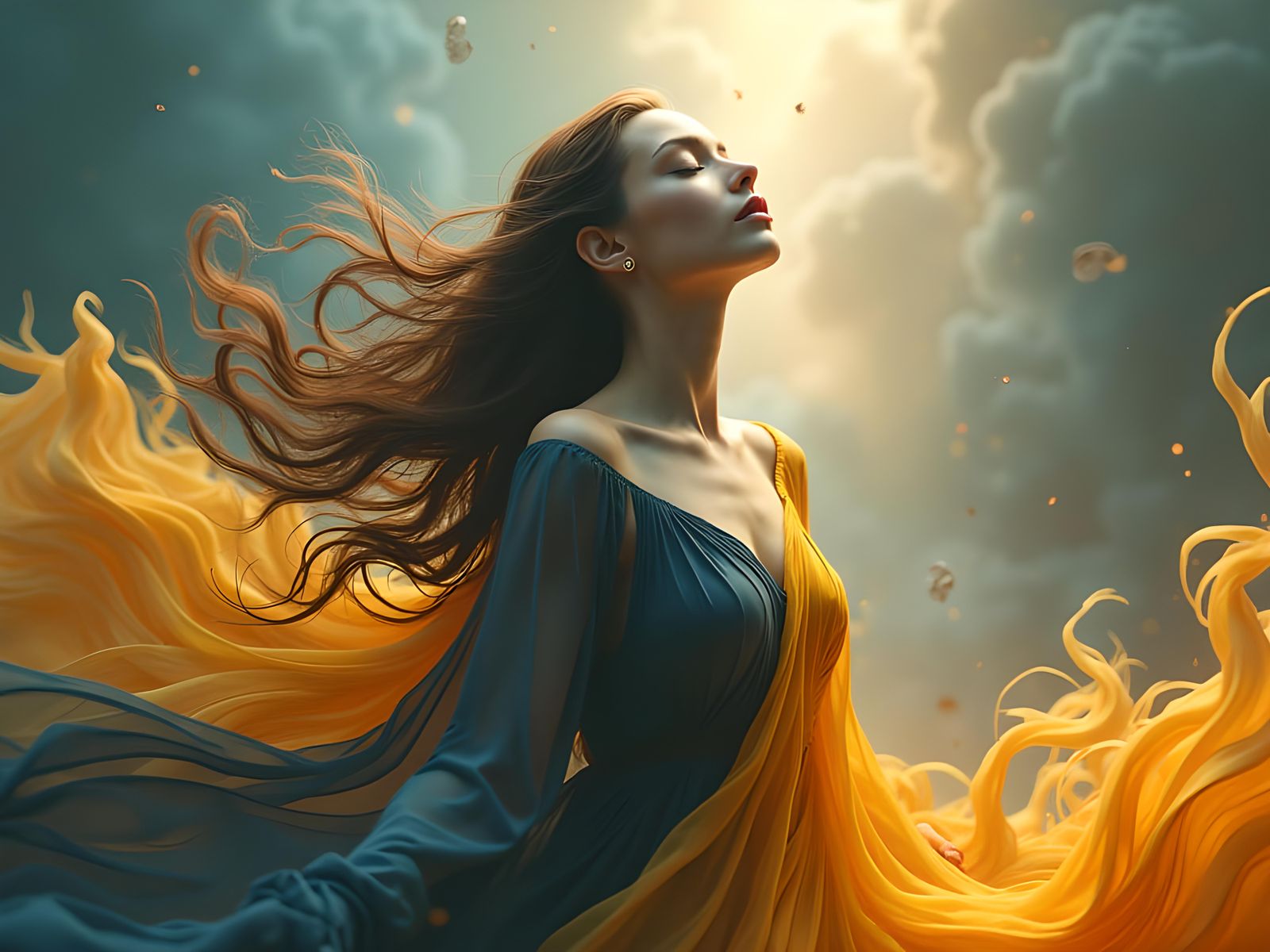 Gigantic Woman in Mystic Trance: 3D Render