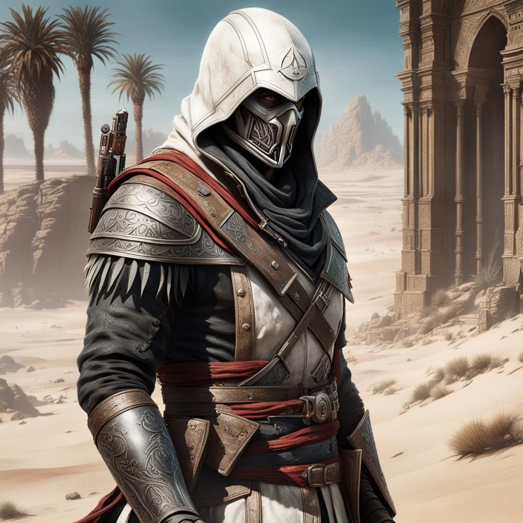 Futuristic Soldier Walking on a Deserted Beach