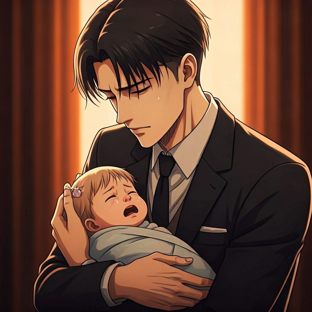 Levi Ackerman Soothes a Crying Baby: Manga Style