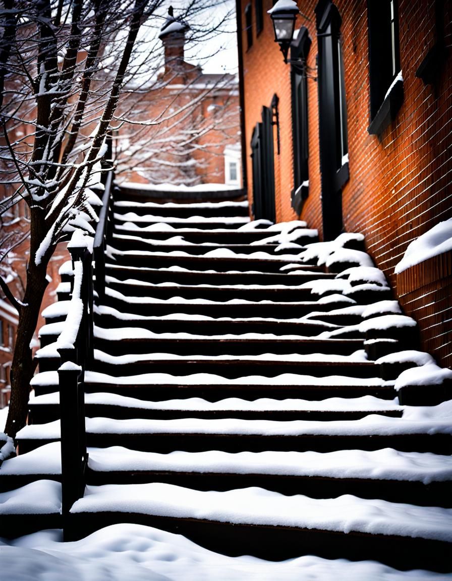 Snowy Georgetown Stairs: Professional Photography