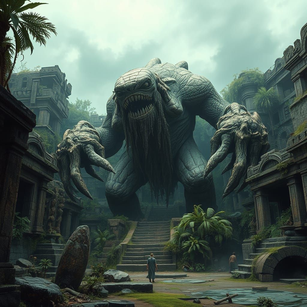 Ancient Aztec Ruins Monster Emerges from the Earth