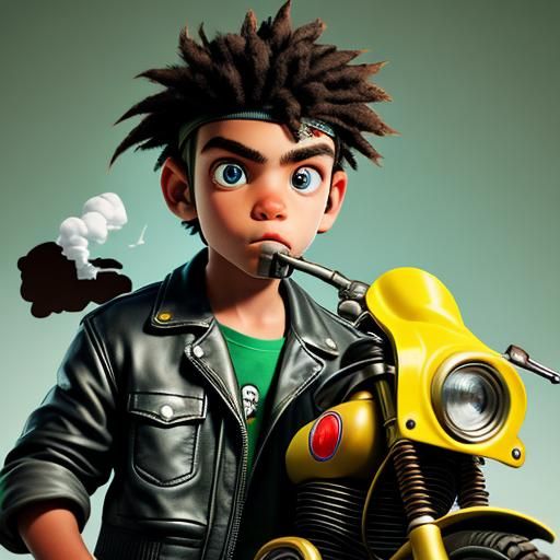 Detailed Image of Child Biker Smoking