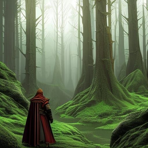 Wizard contemplating the old forest