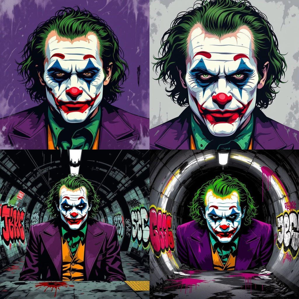 Joker Graffiti Art in Tim Burton Style