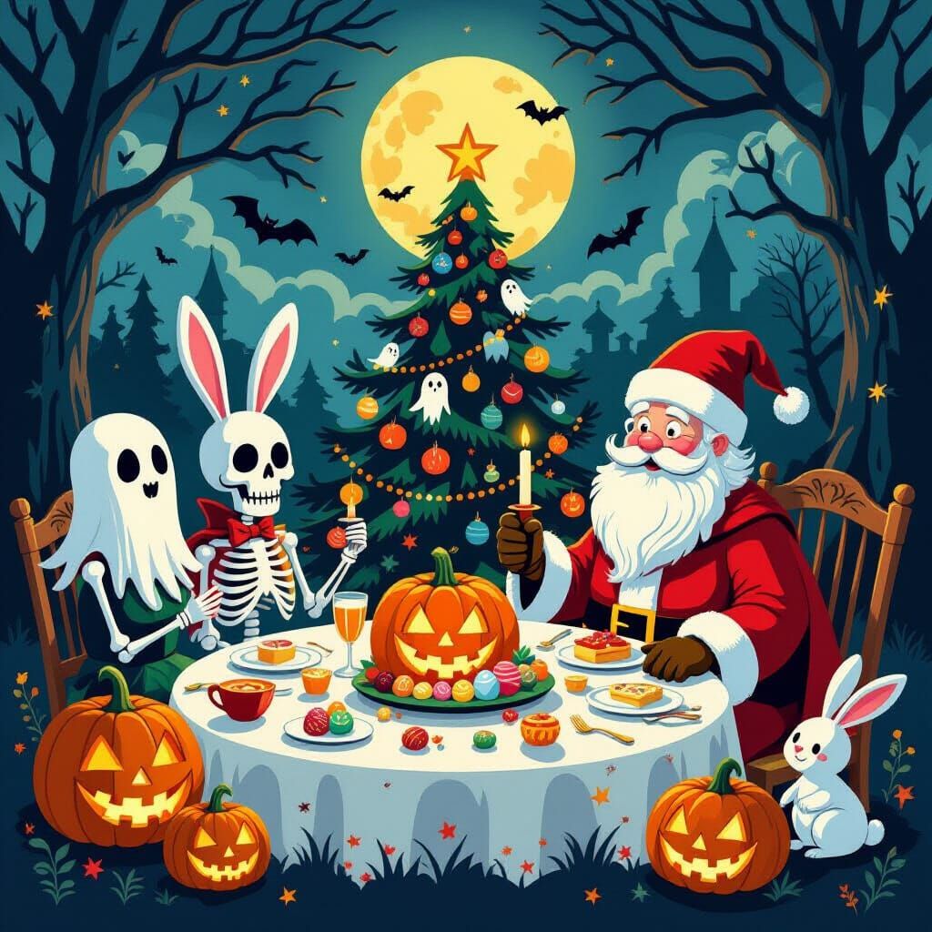 Halloween Holiday Mashups in Whimsical Storybook Style