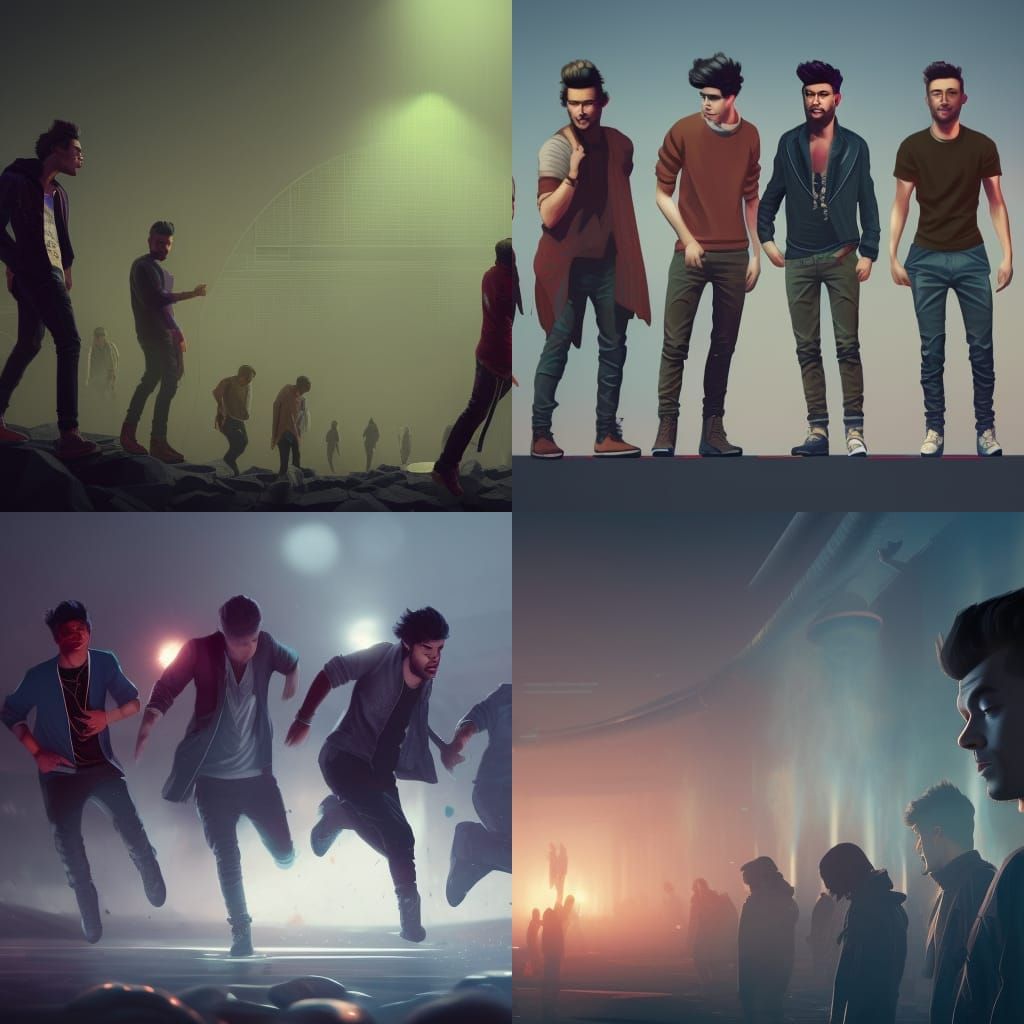 Hyperdetailed Concept Art of Five Figures