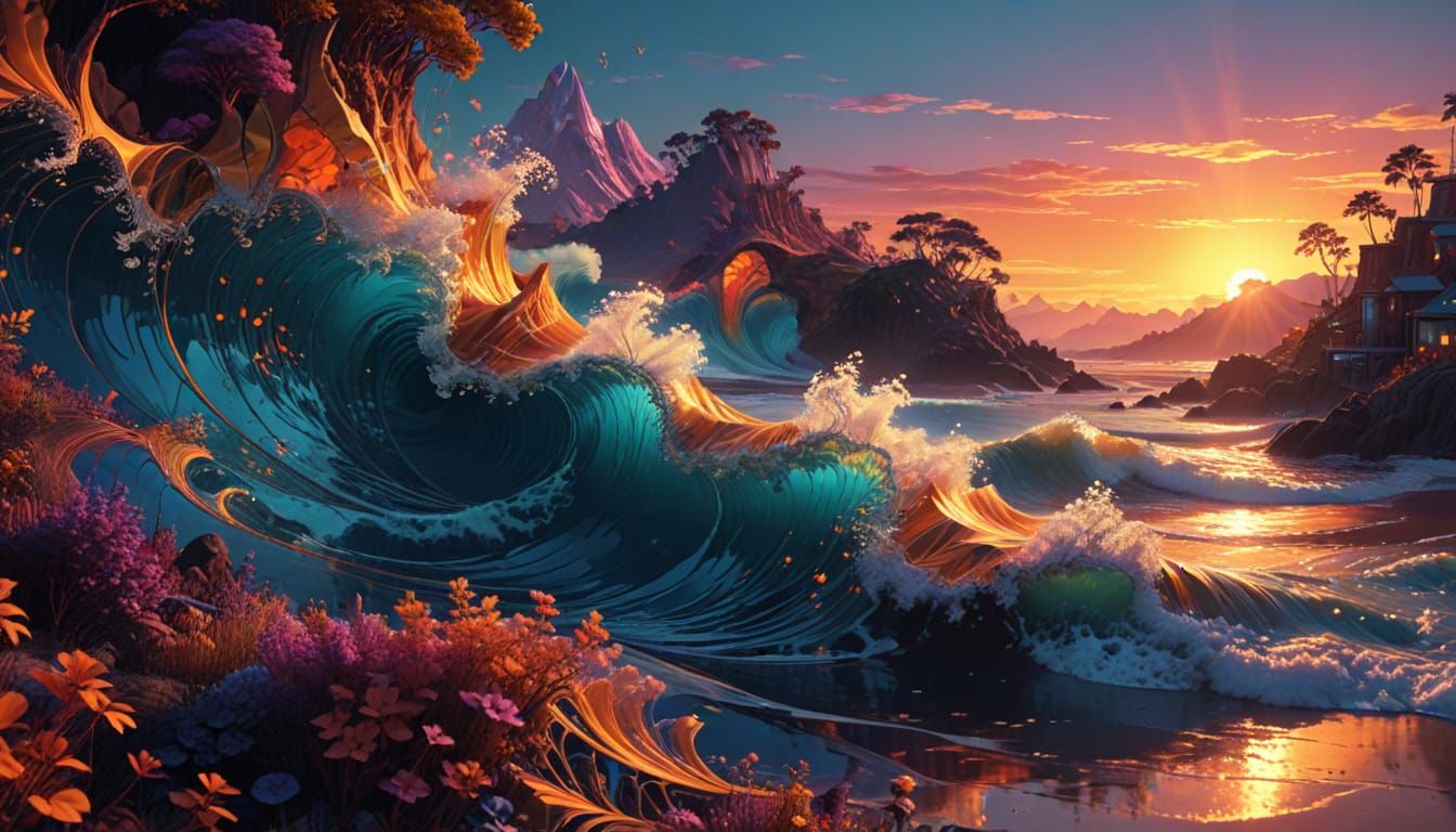 Vibrant spectral entities dancing. Medium shot. Spectral ent...