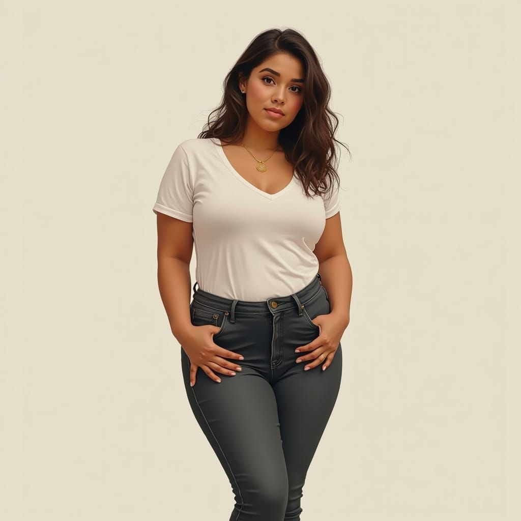 Woman in Relaxed Pose with Earthy Tones