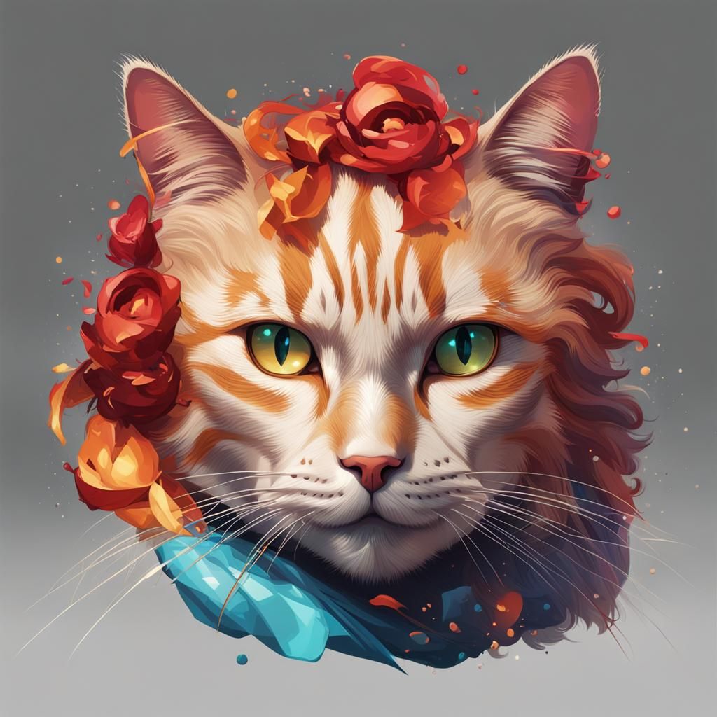 Detailed Portrait of a Cat-like Woman in Digital Art Style
