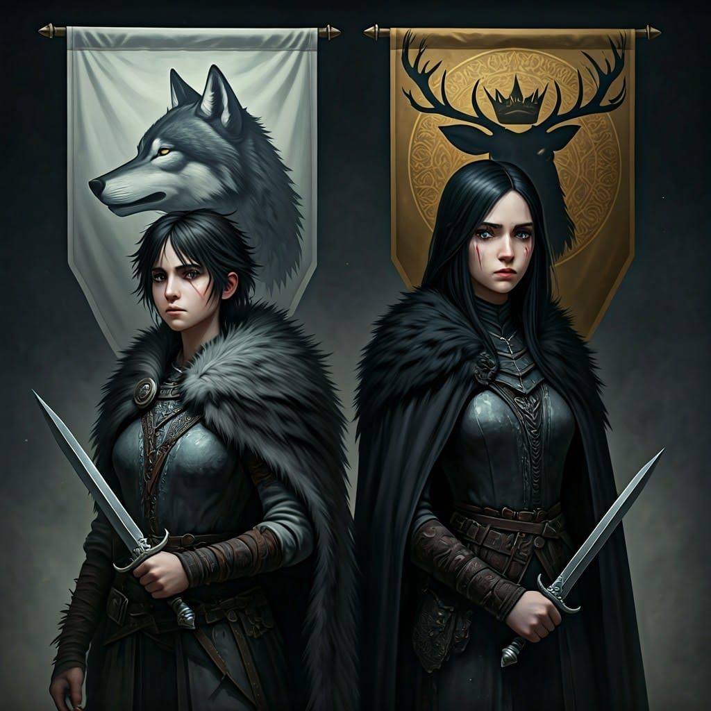 Medieval Maidens Under Regal Banners