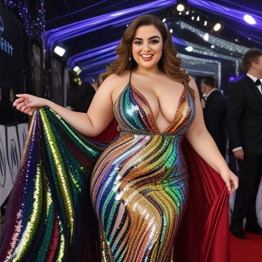 Glamorous Red Carpet Goddess Sparkles in Sequined Gown