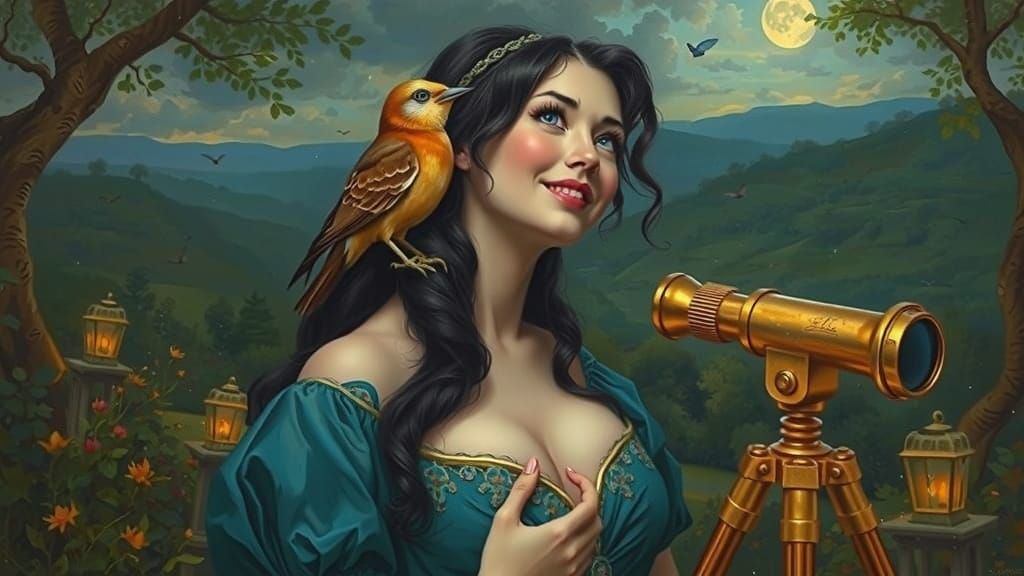 Victorian Era Fairy Woman Contemplates the Cosmos